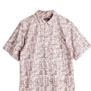 Kavu Men's Casual Button Down Shirt - Light Pink Pattern